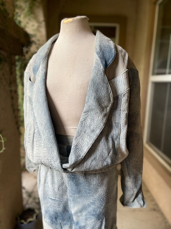 Vintage 1980’s Suede Patchwork jacket and Matchin… - image 3