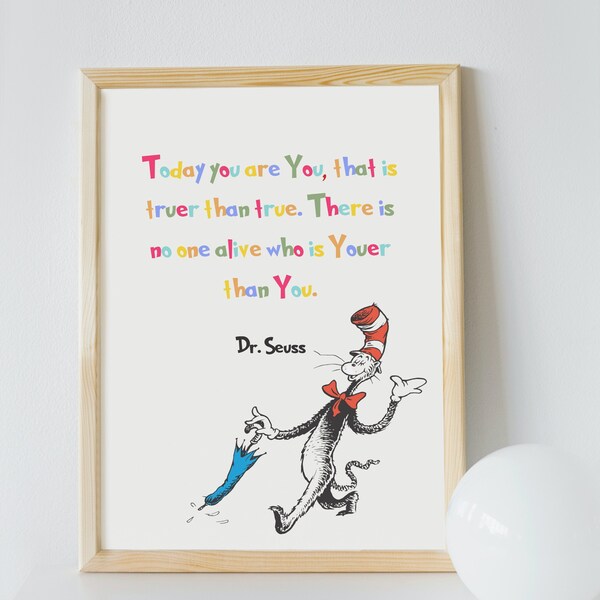 Dr. Seuss, Childrens Books, Dr. Seuss Quotes, Typography, Wall Art, Digital Print, Childrens Author, Motivational Quotes, Instant Download