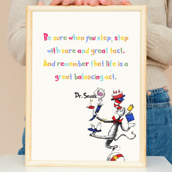 Dr. Seuss, Childrens Books, Dr. Seuss Quotes, Typography, Wall Art, Digital Print, Childrens Author, Motivational Quotes, Instant Download