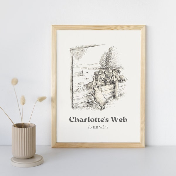 Charlotte's Web, E.B White, Garth Williams Illustration, Charlotte's Web Book Illustration, Children's Book, Instant Download, Digital Print