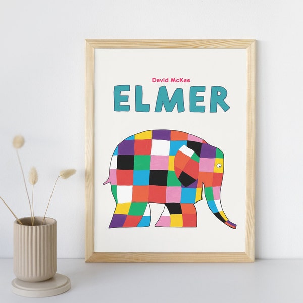 Elmer, David McKee, livres pour enfants, citations de Roald Dahl, typographie, art mural, impression numérique, art mural pour enfants, téléchargement immédiat