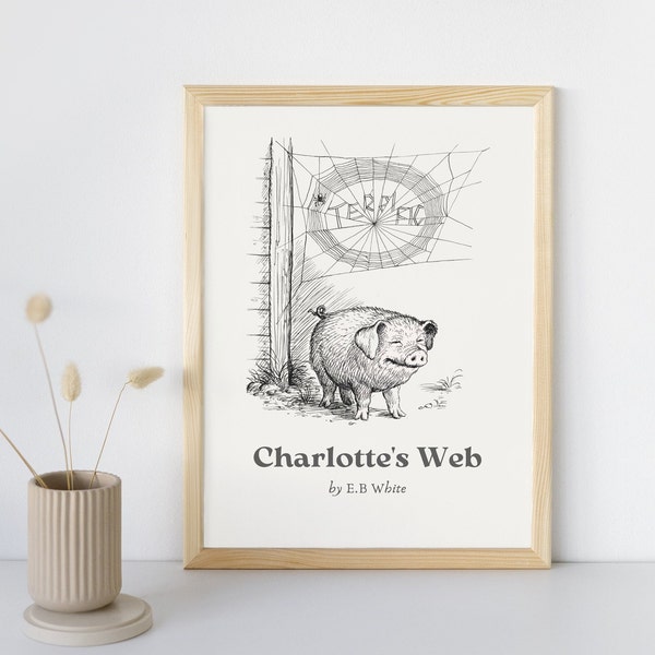 Charlotte's Web, E.B White, Garth Williams Illustration, Charlotte's Web Book Illustration, Children's Book, Instant Download, Digital Print