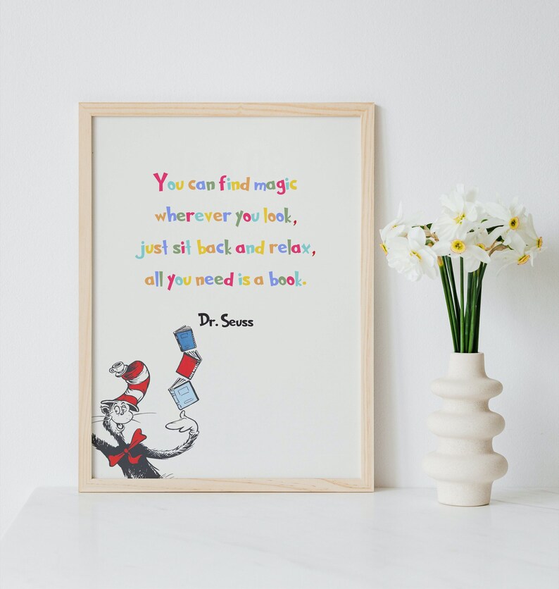 Dr. Seuss, Childrens Books, Dr. Seuss Quotes, Typography, Wall Art, Digital Print, Childrens ...
