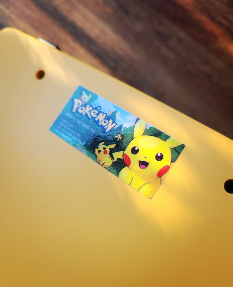 Pikachu Gameboy Color Rear Sticker Reproduction Back Labels for Gameboy DMG, GKD Pixel, and Retro ...