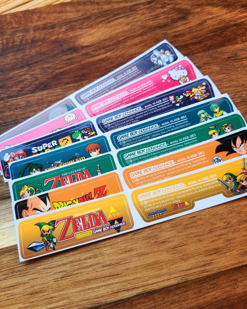 Reproduction Back Labels for Gameboy Advance + Retro Emulation Systems ...