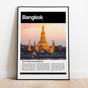 Bangkok Poster Art, Bangkok Photography, Bangkok Print, Thailand Poster, Thai Poster, Bangkok Wall Art, Bangkok Temple, Travel Decor