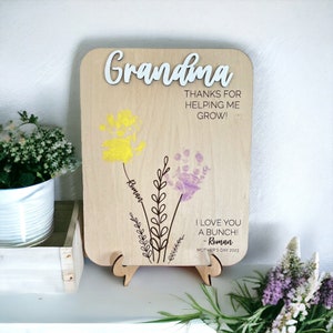 Cadeau personnalisé bricolage pour enfants pour la fête des mères, Merci beaucoup de m'avoir aidé à grandir, plaque souvenir fleurs pour enfants, projet artistique personnalisé