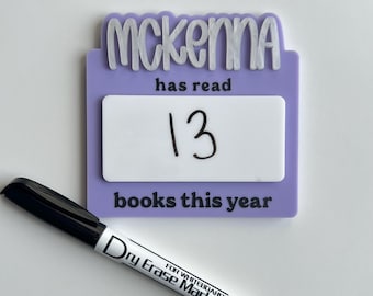 Books Read This Year Magnet: Dry Erase Interchangeable Tracker, Personalized Reader Gift