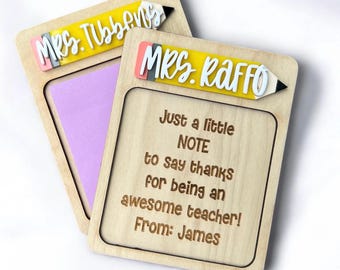 Teacher Appreciation Gift, Personalized Name Sticky Office Note Pad Holder, Custom Classroom School Desk, Preschool, Elementary, Daycare