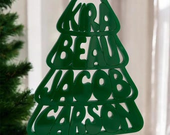 Family Name Christmas Tree Ornament: Custom Laser Cut Keepsake, Personalized Holiday Gift, Acrylic Decor, Year 2026, 2-10 Names