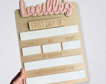 First & Last Day of School Sign, Custom Interchangeable Board, Back To Classroom Photo Prop, Personalized White Dry Erase, Student Milestone