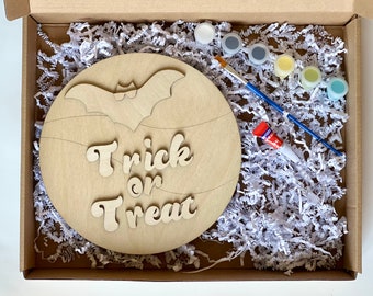 DIY Boo Box, Paint Kit for Kids, Children's Halloween Crafts, Toddler Activity Art Project, Ghost, Spider, Bat, Trick or Treat, Spooky, Gift