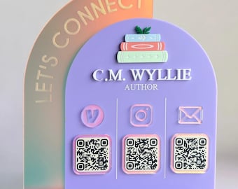 Custom Acrylic QR Code Sign for Small Business: Scan to Pay Payment Stand, Social Media Signage for Vendor Market, Double Arch with Logo