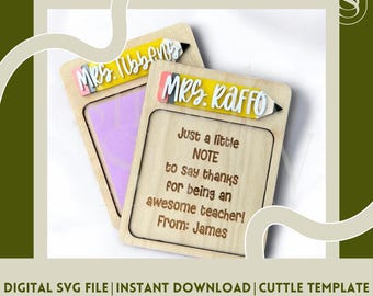 Teacher Appreciation Notepad Holder SVG Laser Cut File: Gift for Educator, Daycare, End of School Year, Digital Download Cuttle Template