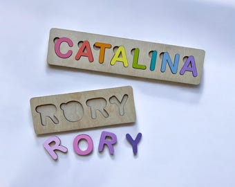 Wood Puzzle Name Board, Custom Gift for Baby & Kids, Personalize Developmental First Birthday Present, Montessori Learning Toddler DIY Craft