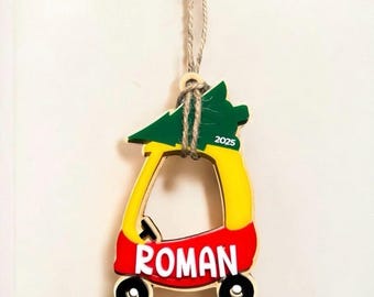 Cozy Coupe Car Ornament: Custom Christmas Tree Decor, Personalized 2025 Baby Stocking Tag, Newborn Photo Frame, Laser Cut Toy Toddler Gift