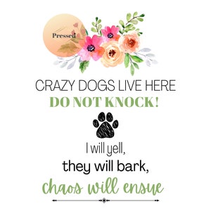 ¡No llames, los perros locos viven aquí! Descargar para Sublimación