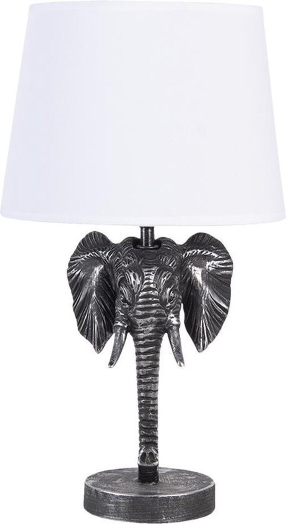 Clayre & Eef Lamp Elephant 23x23x41 Black White - Etsy