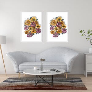Digital Download - Original Floral Abstract Art Pen and Paper, PDF printable, Bohemian Flower Colorful titled &quot;burst&quot;