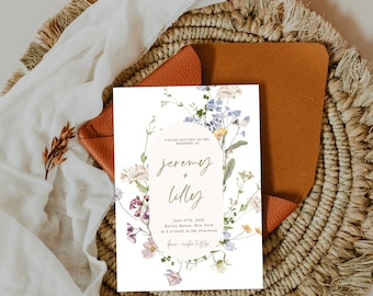 Wildflower Wedding Invitation Template | Floral Invitation | Spring Summer Floral Wedding Invitation | Wedding Invitation Template