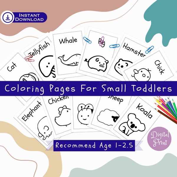Toddler Coloring Pages| Toddler Coloring Printable| Kids coloring book| Coloring Printable of Animals| Coloring Pages for Small Toddler