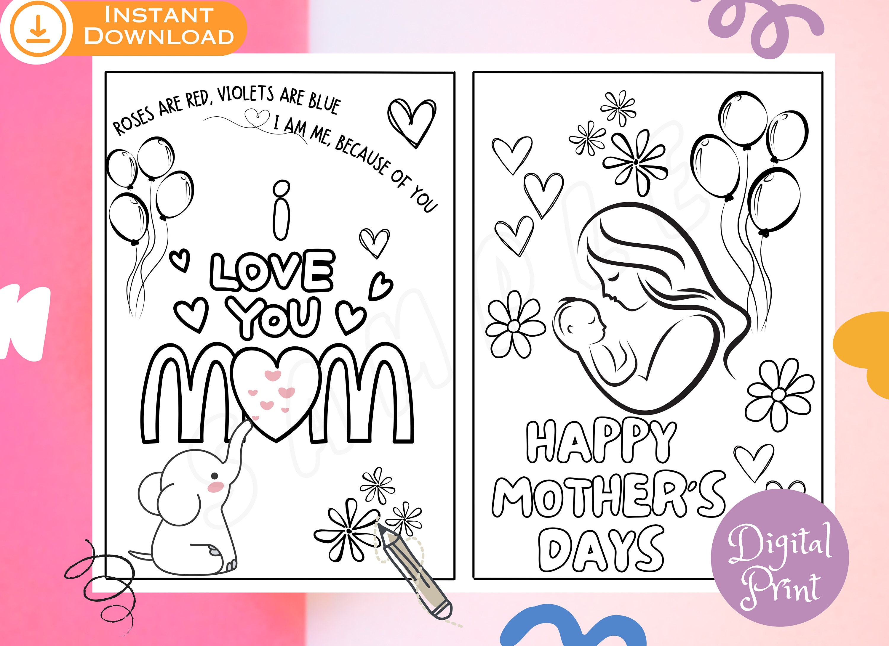 Mother's Day Printable for Kids Happy Mother's Day Card Mother's Day ...