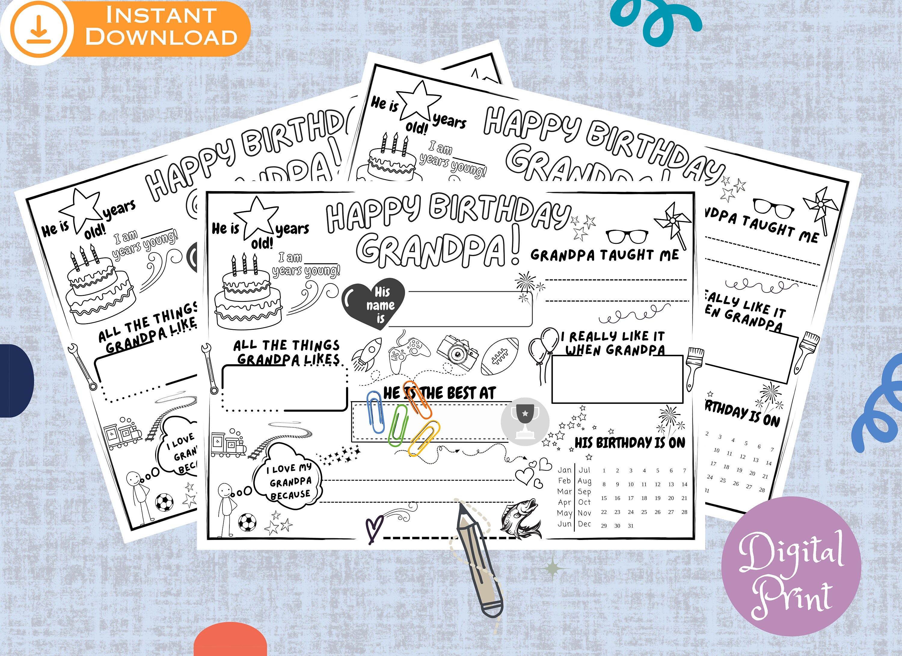 Grandpa's Birthday Printable Happy Birthday Grandpa Grandpa Coloring ...