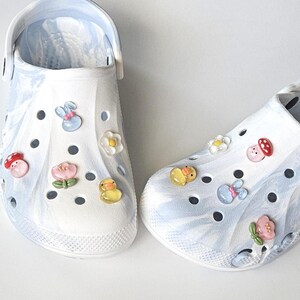 Jelly Charms for Croc Shoes Kawaii Spring Charms Crocs Pastel Clear Jelly Transparent Charms Duck Bunny Mushroom Tulip Shoe Flower Charms