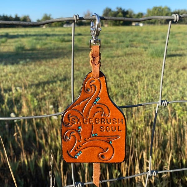 Cow Tag Keychain Etsy