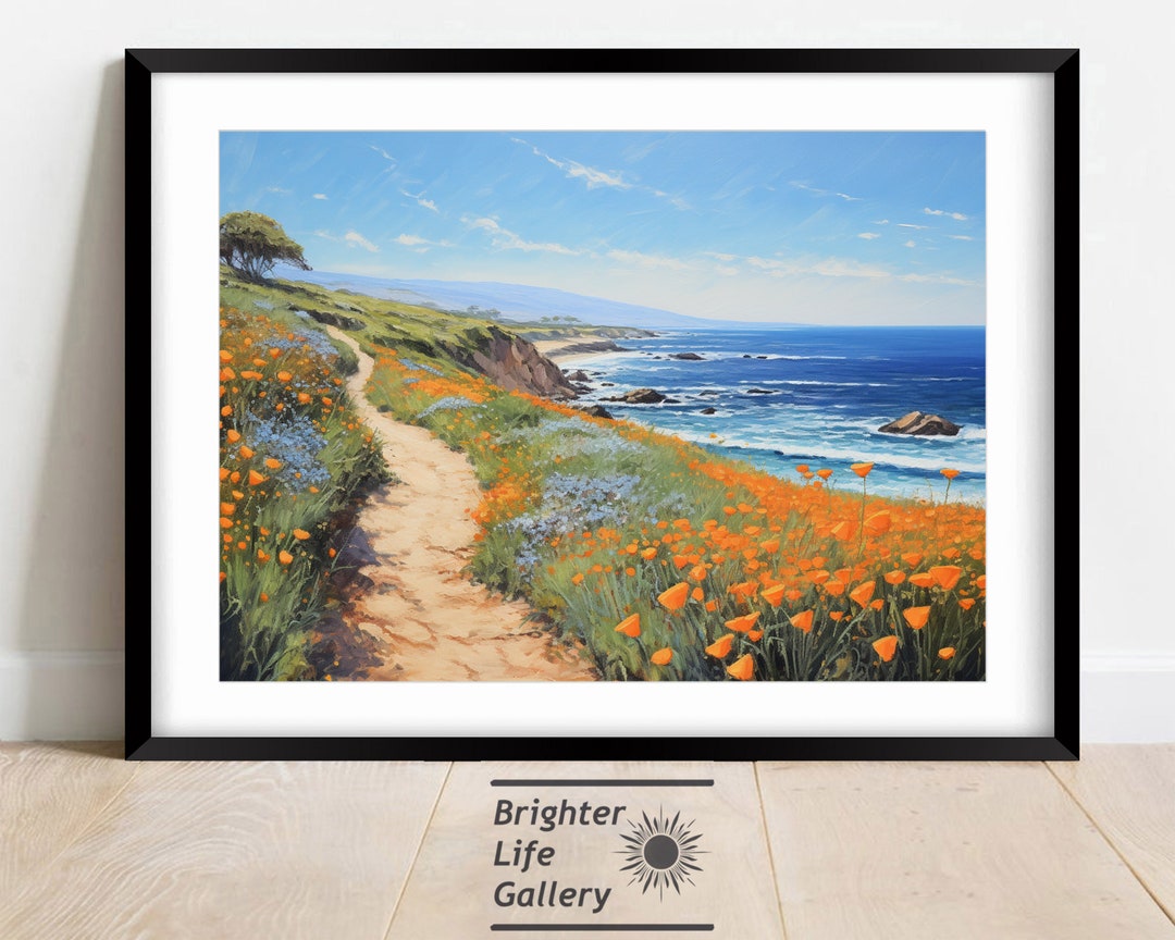 Big Sur Wall Art, California Coast Art, Nature Decor, California Poppy