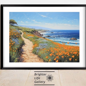 Big Sur Wall Art, California Coast Art, Nature Decor, California Poppy Art, Pacific Ocean, Beach Decor, West Coast Artwork, Matte Poster