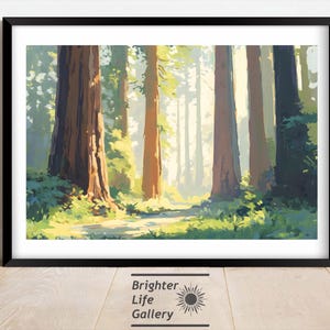 California Redwoods Wall Art | Matte Canvas Landscape Painting | Nature Décor for Home or Office
