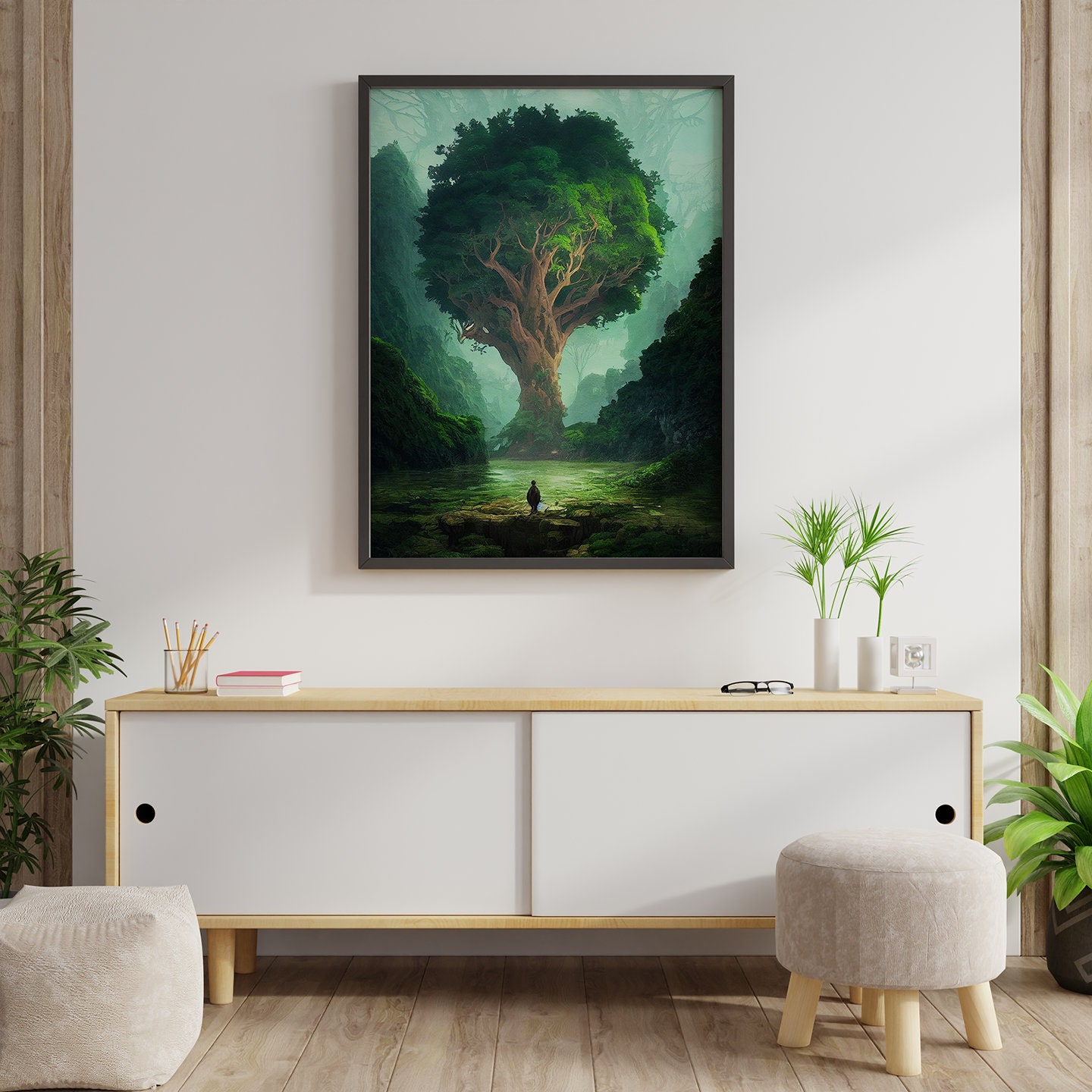 Fantasy Tree Wall Art, Forest Landscape, Green Nature Art ...