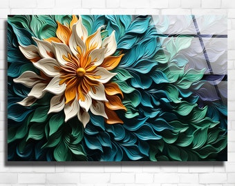 Abstract Flower Acrylic Glass Wall Art, Luxury Wall Decor, Modern Art, Interior Design, 3D style, Large Wall Art, Premium Acrylic Wall Art