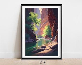 Zion National Park Canvas Art | The Narrows Landscape Painting