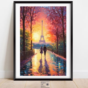 Eiffel Tower Wall Art, Romantic Art, Modern Wall Art, Bedroom Decor, Paris Artwork, France Painting, French Art, Travel Art, Matte Canvas