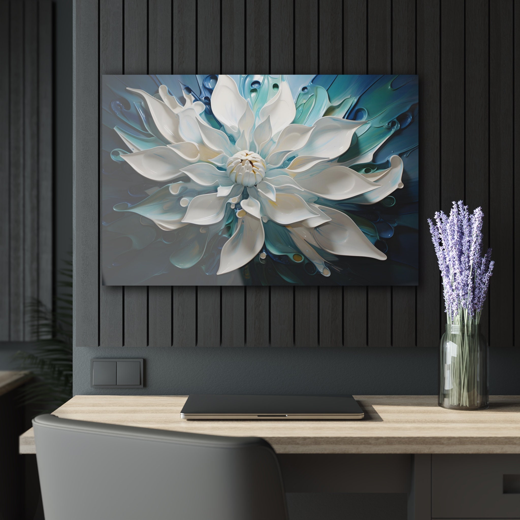 Abstract Lotus Flower Acrylic Glass Wall Art, Modern Interior Decor - Etsy