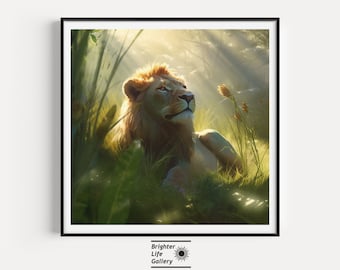 Lion Canvas Print, African Wildlife, Nursery Wall Art