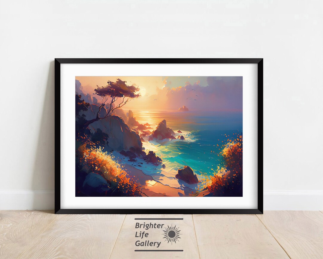 Sunset Beach Wall Art California Coast Art Sunset Print Etsy