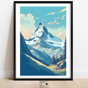 Matterhorn Mountain Poster, Switzerland Wall Art, Swiss Artwork, Nature Poster, Landscape Art, Mountain Decor, Living Room Art, Matte Poster