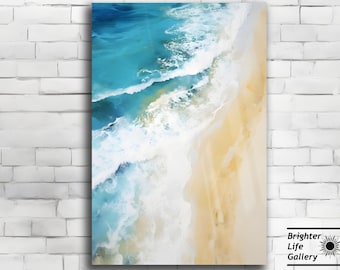 Abstract Beach Acrylic Wall Art, Coastal Decor, Ocean Painting