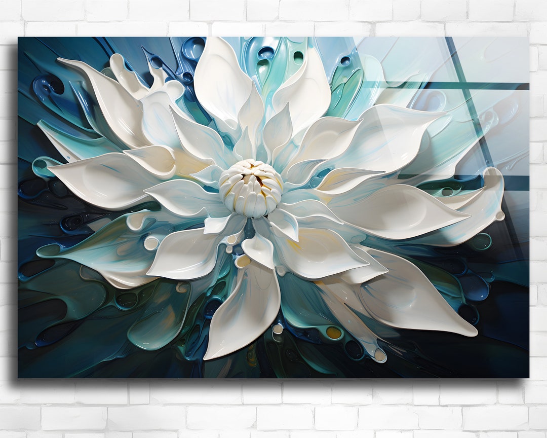 Abstract Lotus Flower Acrylic Glass Wall Art, Modern Interior Decor - Etsy