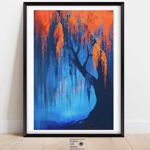 Willow Tree Poster, Forest Wall Art, Fantasy Artwork, Nature Poster, Landscape Art, Home Decor, Living Room Art, Matte Poster