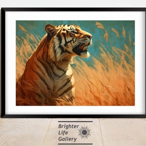 Tiger Wall Art, Wildlife Painting, Nature Illustration, Animal Art, Big Cat Wall Art, Safari Art, Home Decor, Matte Canvas Print