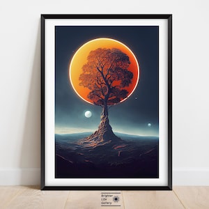 Alien Planet Wall Art, Sci-fi Space Landscape, Scifi Artwork,  Home Decor, Gift for Gamer, Space Illustration, Painting, Matte Canvas Print