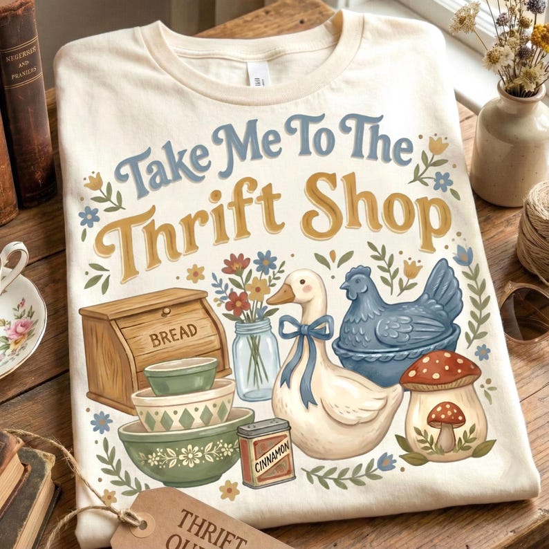 Take Me To The Thrift Shop Digital PNG Shirt Design Instant Download Vintage Thrifting Graphic PNG Design, Thrifting Shirt PNG image 1