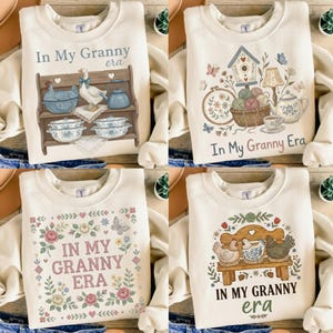 Pacote de imagens PNG digitais "In My Grandma Era" para download instantâneo, com designs vintage para camisetas da vovó. Conjunto de imagens PNG para sublimação. imagem 2