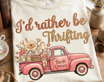 Thrift Queen PNG | Retro Pink Truck Design (Digital Download)