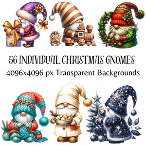 Pacchetto di gnomi di Natale dell'acquerello, pacchetto di clipart di gnomi di Natale, download digitale, Gnome PNG, megabundle di gnomi di Natale, uso commerciale