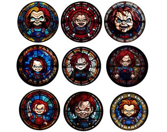 Stained Glass Style Chucky PNGs - Digital Download